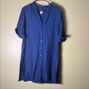 Chico's Deep Blue Textured Top size 1